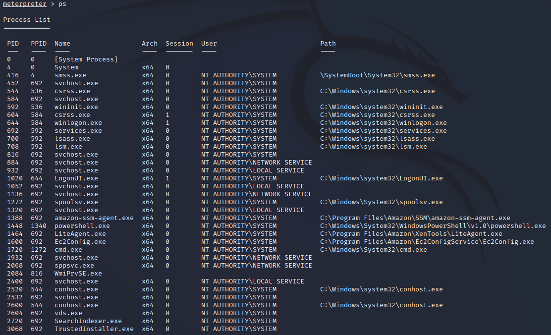 Running processes on target machine